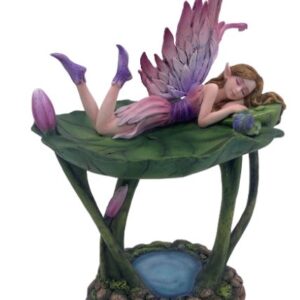 Statue : Fée endormie sur feuille - 45cm.