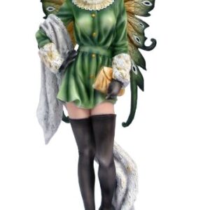 Statue : Fée verte en cuissarde et hermine - 31cm.