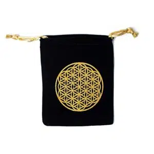 Pochette : Fleur de vie (velours noir) - 10 x 11cm