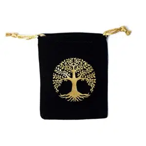 Pochette : Arbre de Vie (velours noir) - 10cm x 11cm