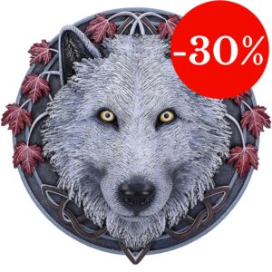 Plaque murale : Tête de loup (blanc-gris) - 29cm