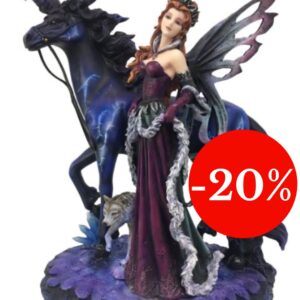 Fée violette, licorne noir-bleuté & loup - 27cm