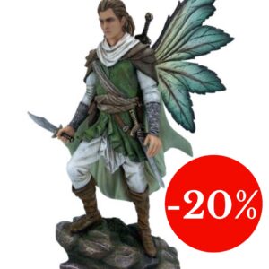 Guerrier-Fée sur un rocher tenant un poignard - 39,5cm