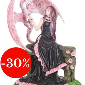 Femme en robe noire avec dragon rose (Anne Stokes) - 27cm