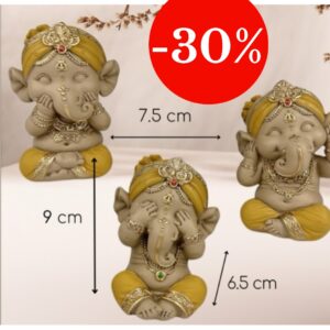 3 sagesses : Ganesh jaune - 9cm
