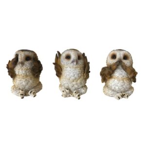 Chouettes x 3 sagesses (brun) - 7,5cm