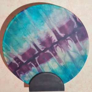 Tambour chamanique - peau de bison & bois d'érable (bleu, turquoise)
