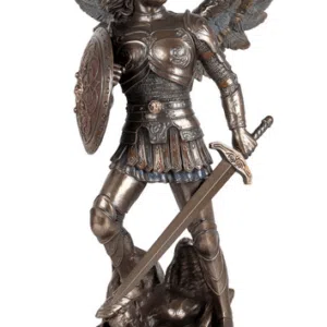 Archange Saint Michel sur la bête "bronze" - 23cm