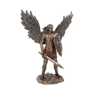 Archange Saint Michael au bouclier "bronze" - 36cm