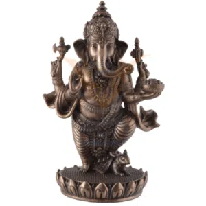Ganesh debout mettant 1 pied sur son rat - 13cm