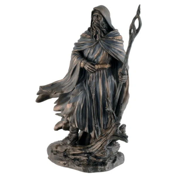 Statue résine-bronze de Merlin l'enchanteur.