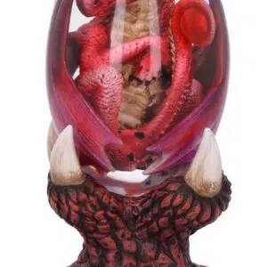 Dragon rouge dans son oeuf avec support élément Feu - 12cm