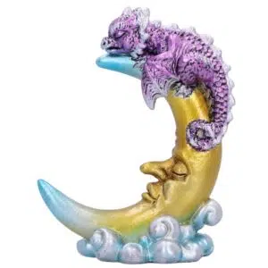 Dragon dormant sur un croissant de lune (9cm)