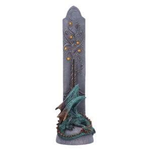 Porte encens dragon verts allongé et arbre de vie lune