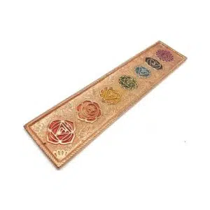 Porte encens : 7 Chakras (métal cuivré) - 28 cm