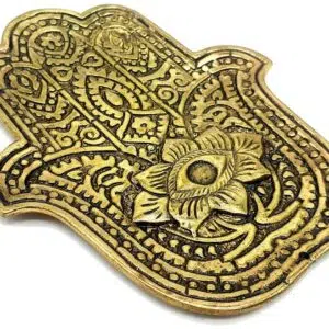 Porte encens : Main de Fatima dorée (métal) - 10cm