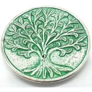 Porte encens : Arbre de vie vert (métal) - 10cm