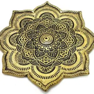 Porte encens : Lotus doré (métal) - 10cm