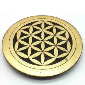 Porte encens Stéatite : Graine de Vie (doré) - 10cm