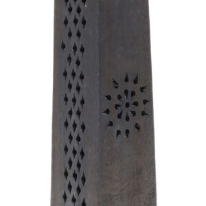 Porte encens Bois Tour Fleur de vie Noir - 30cm