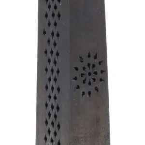 Porte encens tour : Fleur de vie, noir (bois) - 30cm