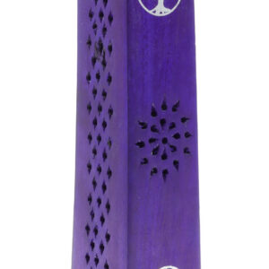 Porte encens Bois Tour Arbre de vie Violet - 30cm