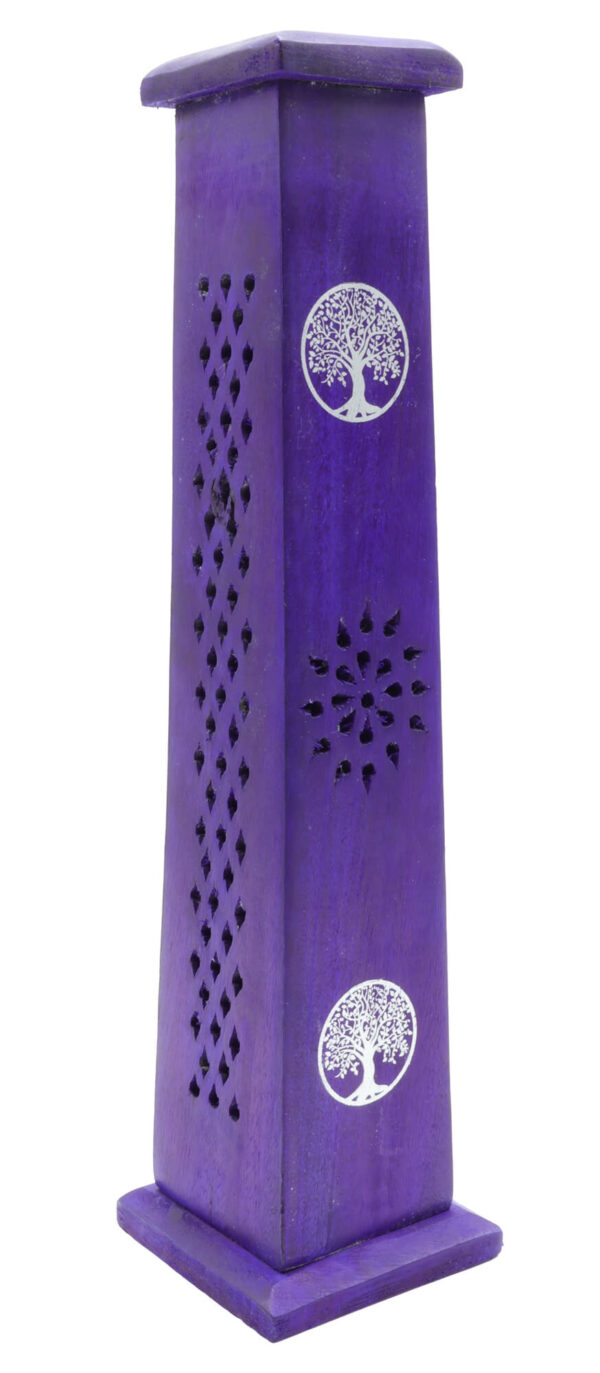 Porte encens Bois Tour Arbre de vie Violet - 30cm