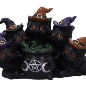 5 Chats autour d'un chaudron - LED - 18,5cm