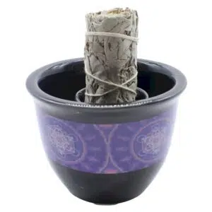 Bol de fumigation : Métatron, noir & violet (céramique) - 9cm