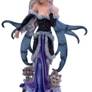 Fée bleue avec 2 renards - 25cm