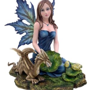 Fée bleue avec dragon - 31cm
