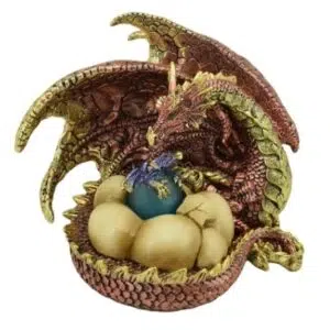 Mère dragon avec son petit sortant de son œuf (LED) - 15,5cm