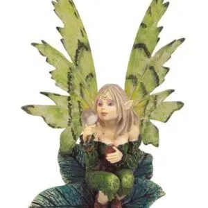 Petite fée verte et fleurs - 16cm
