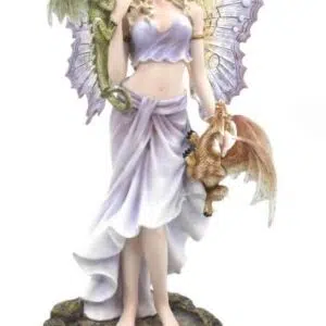 Fée aux dragons vert et orange - 34cm