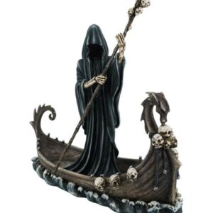 L'Ankou (faucheuse bretonne) sur sa barque - H28,6 x L25,5cm