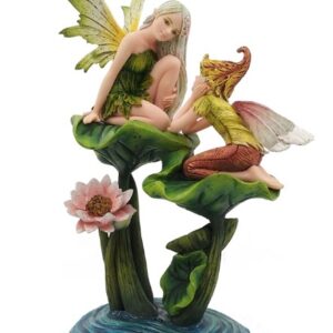Fée & lutin sur feuille - 29cm