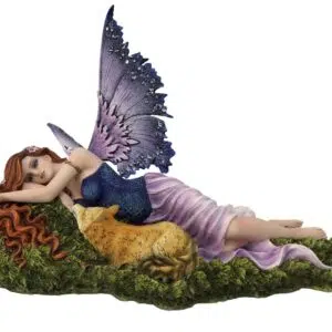 Fée allongée avec renard - 24,5cm