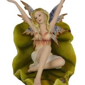 Fée orange sur feuille verte - 22,5cm