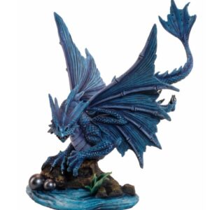 Dragon bleu sur rocher (Anne Stokes) - 37cm