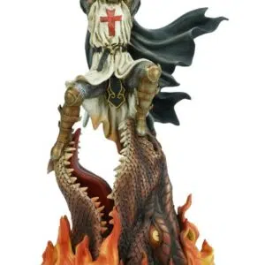 Chevalier Templier sur la tête du dragon -37cm