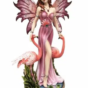 Fée rose avec 2 flamants rose - 46,5cm