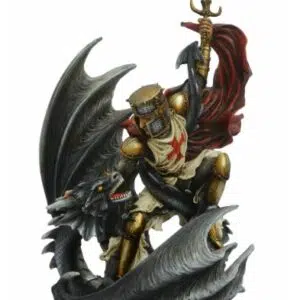 Chevalier Templier avec dragon noir - 56cm