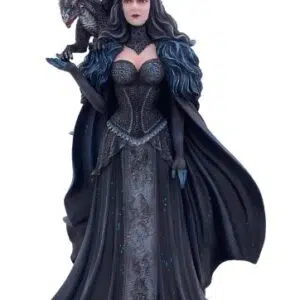 Fée noire avec son dragon - 35cm