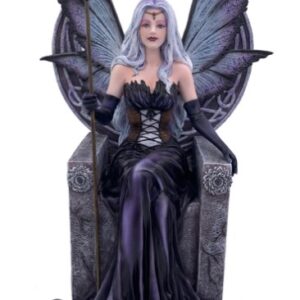 Fée noire tenant son sceptre assise sur son trône - 34,5cm