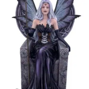 Fée noire tenant son sceptre assise sur son trône - 34,5cm