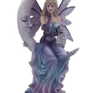 Fée violette sur croissant de lune - 35cm