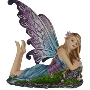 Fée allongée dans l'herbe - 14 x 13cm