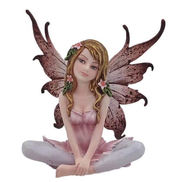 Petite fée rose assise - 10,5cm