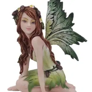 Petite fée verte à genoux - 10,5cm