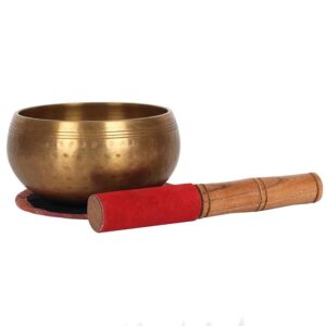 Bol chantant couleur cuivre - 12cm (avec baton cuir rouge et tapis)